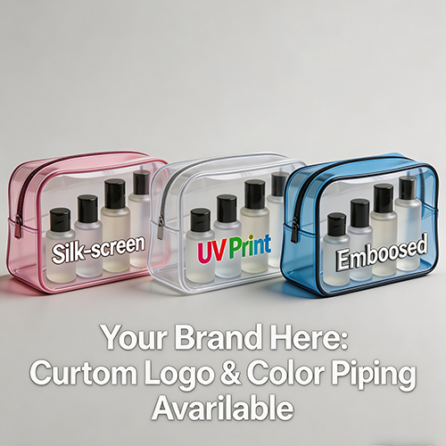 OEM options with silk-screen or emboss for branded wholesale makeup pouches
